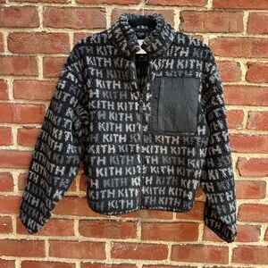 Kith Womens Waverly Multi Monogram Fleece Black XS NEW
